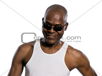 Portrait of man looking through sunglasses