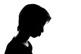 one young teenager boy or girl silhouette moody pouting sad