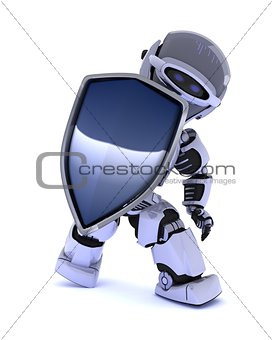 Robot with a shield