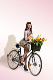 sexy pin-up girl on bicycle  
