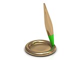 Gold pen with the green part
