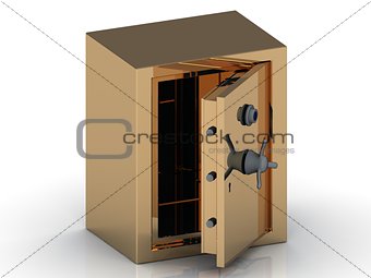 Golden safe with the door open