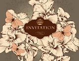 Beautiful vector wedding invitation card in vintage style