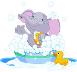 Elephant having a bath