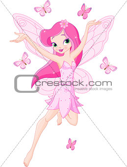 Cute pink spring fairy