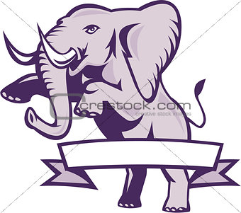 Elephant Prancing Ribbon Scroll
