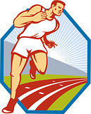 Marathon Runner Running Race Track Retro
