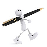 The 3D little man with a pen.