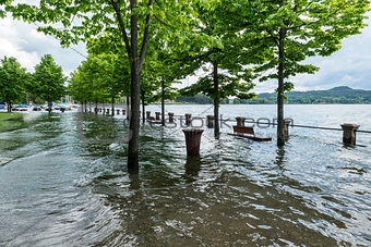 Ispra, Lake Maggiore overflowed its banks - Lombardy, Italy