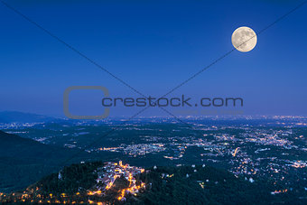 Full moon over the city of Varese, Lombardy - Italy