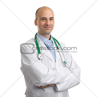 Portrait of an handsome doctor isolated on white