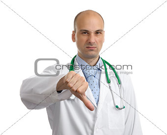 doctor showing his thumbs down