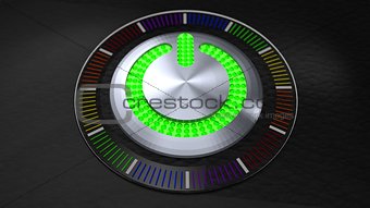 START Button with Glowing Green Lights on Dark Console