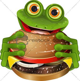 frog with cheeseburger
