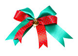 Ribbon bow with small bell - isolated