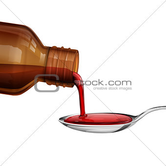 Bottle pouring medicine syrup