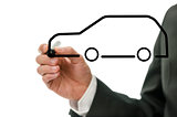 Detail of businessman drawing an abstract car