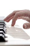 Isolated hand of pianist
