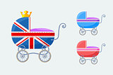 English Baby Carriages - small vector set