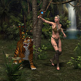 Woman Warrior with Tiger