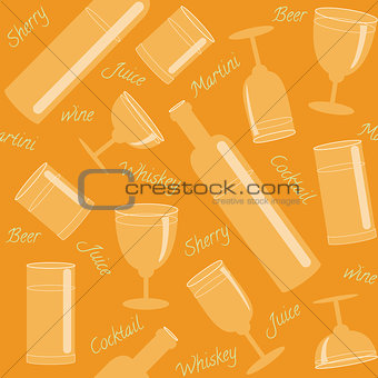 Seamless pattern with drinks and text