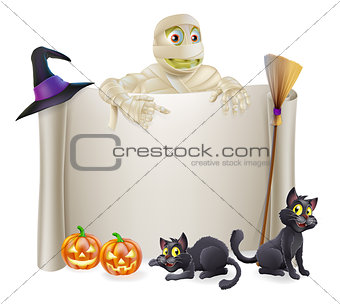 Halloween Mummy Scroll Sign