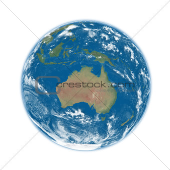 Australia on blue Earth