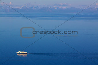 Cruise ship by norwegian coast