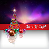 Abstract background with Christmas tree and decorations