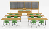 Classroom without student on white