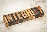 integrity word in wood type
