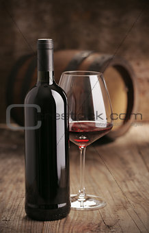 Wine bottle with glass