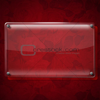 Glass Plate on Red Roses Background