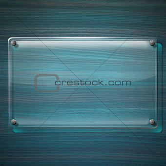 Glass Plate on Turquoise Wood Background