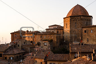 Evening in the Small Town of Volterra in Tuscany, Italy