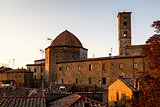 Sunset in the Small Town of Volterra in Tuscany, Italy