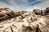 Cracked Cliffs on Rocky Beach in Cascais near Lisbon, Portugal