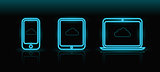 Vector neon blue technology icons 