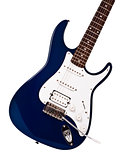 blue electric guitar closeup