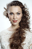 Pretty russian woman with curly hair