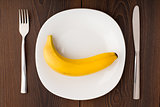 Banana on a white plate