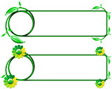 Green Banners with Leaves and Flowers