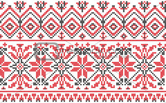 Ukrainian ornament - cross-stitch on a white