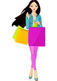 Asian Girl with shopping bags