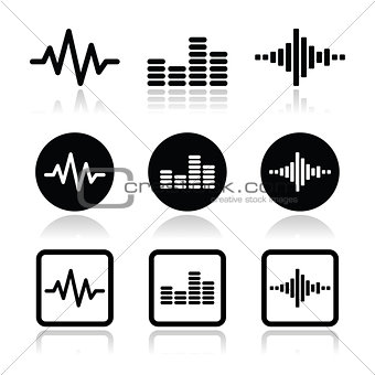 soundwave music vector icons set