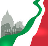 Rome vector illustration with Italian flag
