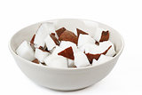 pieces of coconut in a bowl
