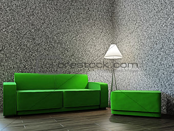 Room with sofa and a lamp 