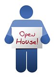 icon holding an open house sign illustration