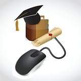 online education concept. mouse and book.